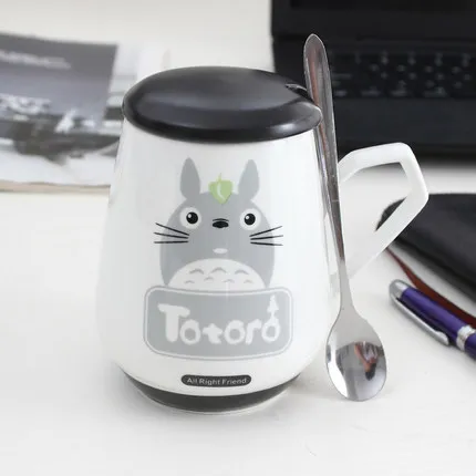 H OUSSIRRO мультфильм Тоторо животные Кружка Керамическая милая пара чашка кофе молоко Подарочная коробка с крышкой и ложкой - Цвет: H