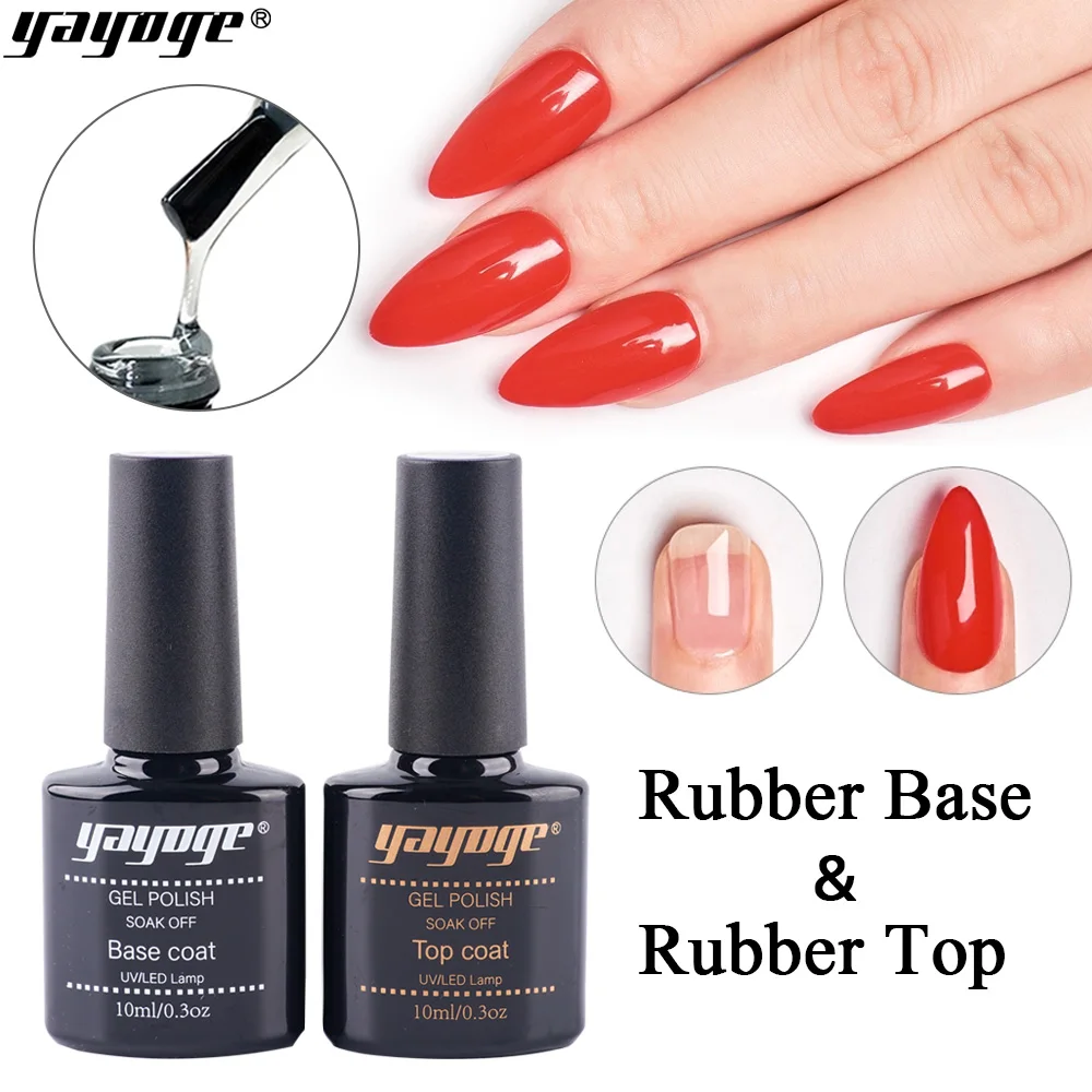

Yayoge 10ml Rubber Base Top Coat UV Resin Gel Rubber Top Caot Non Cleaning Glossy Nails Primer Dehydrator Prep Semi Permanant