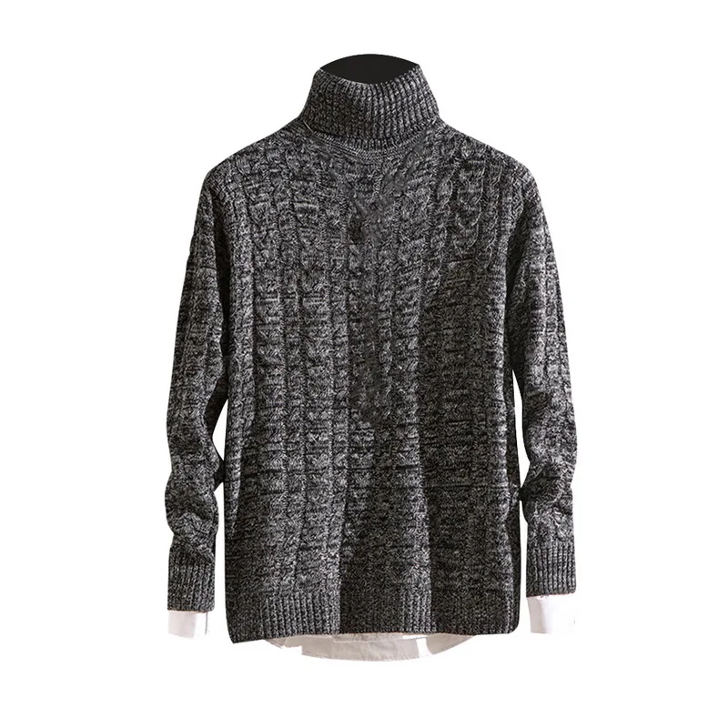 WENYUJH осенне-зимний толстый теплый свитер с высоким горлом, Мужская водолазка, Брендовые мужские топы, облегающий пуловер, мужская вязаная одежда - Цвет: gray
