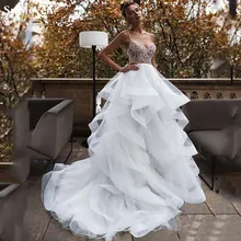 Smileven, роскошное свадебное платье с кристаллами,, трапециевидные Свадебные платья для принцесс, свадебные платья на тонких бретельках, Vestido De noiva