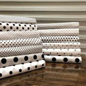 

Top Grade Export DIY Garment Cloth White Background Black Polkadot Dotted Pure Cotton Cotton Clothing Fabric/1M