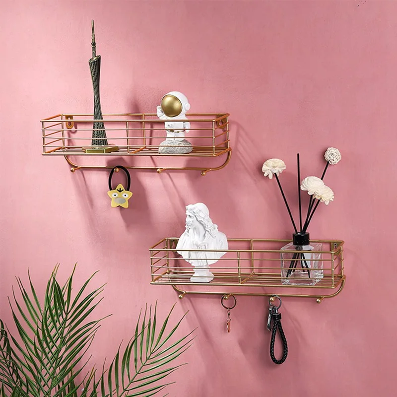 

Creative Simple Nordic Wrought Iron Grid Wall Shelf Ornaments Home Wall Hook Wall Mounted Storage Rack Decoration Housekeeper