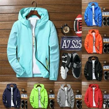 

Men Waterproof Wind Breaker Coat Zipper Hoodie Jacket Quick Drying Sport Outwear Hot Sales