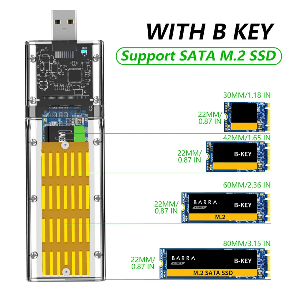 High Speed USB3.0 Gen1 5Gbps Mobile Hard Disk Case for 2230/2242/2260/2280 B Key SATA M.2 NGFF Solid State Drive SSD HDD Box hard disk box 3.5