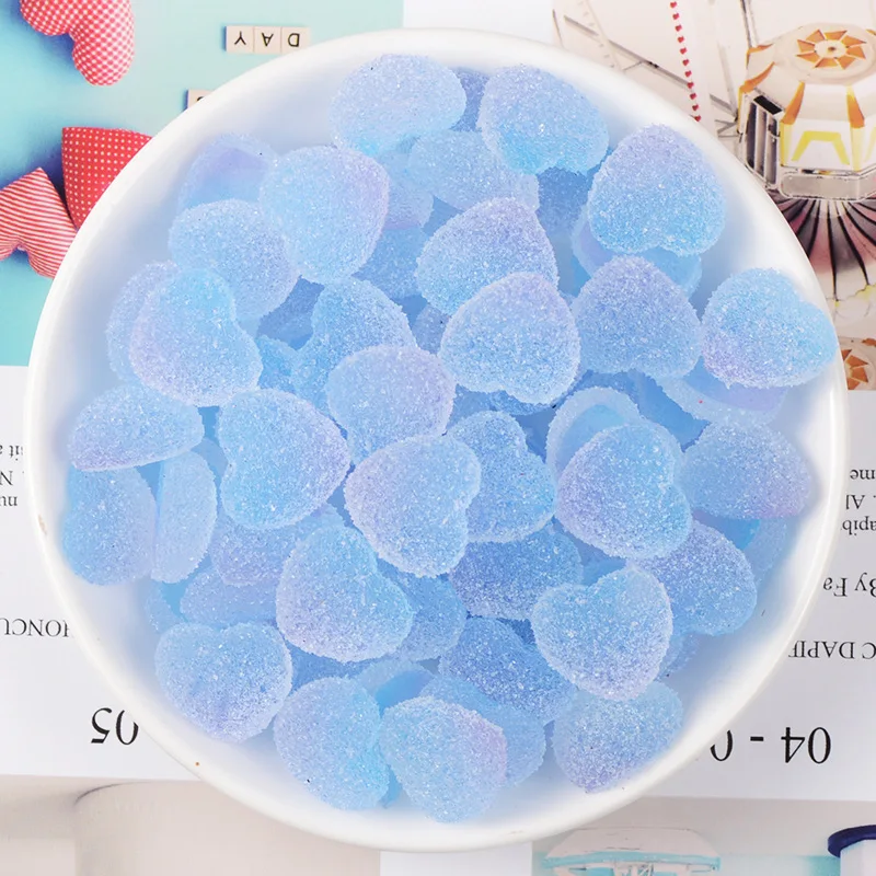 10Pcs 18mm  Fake Candy Resin Cabochon Flatback Heart Shape Simulation Food DIY Scrapbooking Embellishment Decoration Craft