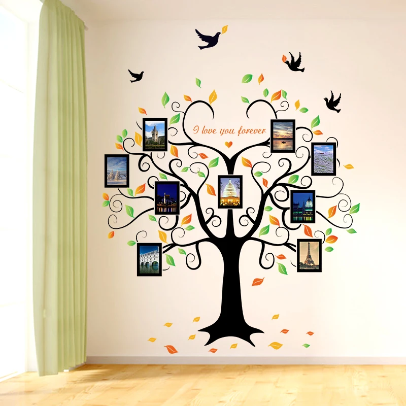 

1 set Large 240cm/ 80inch Family Tree Photo Frame Removable Wall Sticker Love Tree Love You Forever Bird Butterfly Decal
