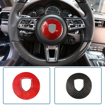 

Real Carbon Fiber For Porsche 911 718 Cayenne Macan Panamera Cayman Car Steering Wheel Decoration Panel Cover Trim Accessories