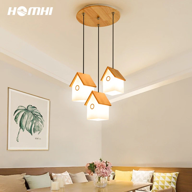 Деревянная люстра Скандинавская лампа с японским декором подвесное освещение