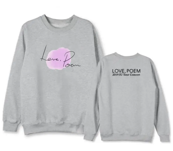 Kpop iu 11 лет юбилей концерта любовь стихотворение же печати толстовка унисекс флис/тонкий пуловер с круглым вырезом толстовки