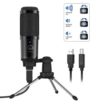 

Metal USB Condenser Recording Microphone Condenser for Computer Studio Mic Laptop MAC with Shock Mount for Recording Youtube