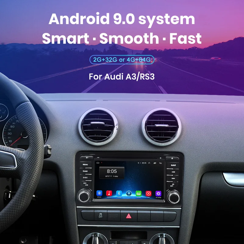 Sale Junsun 4G+64G Android 9.0 For Audi A3 8P/A3 8P1 3-door Hatchback/S3 8P/RS3 Sportback Car Radio Multimedia Player GPS 2 din DVD 1