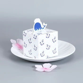 

10 Pcs Creative Whale Gift Box Wedding Chocolate Cake Packing Paper Boxes Paper Bag Nougat Cookies Tote Bags Party Supplies