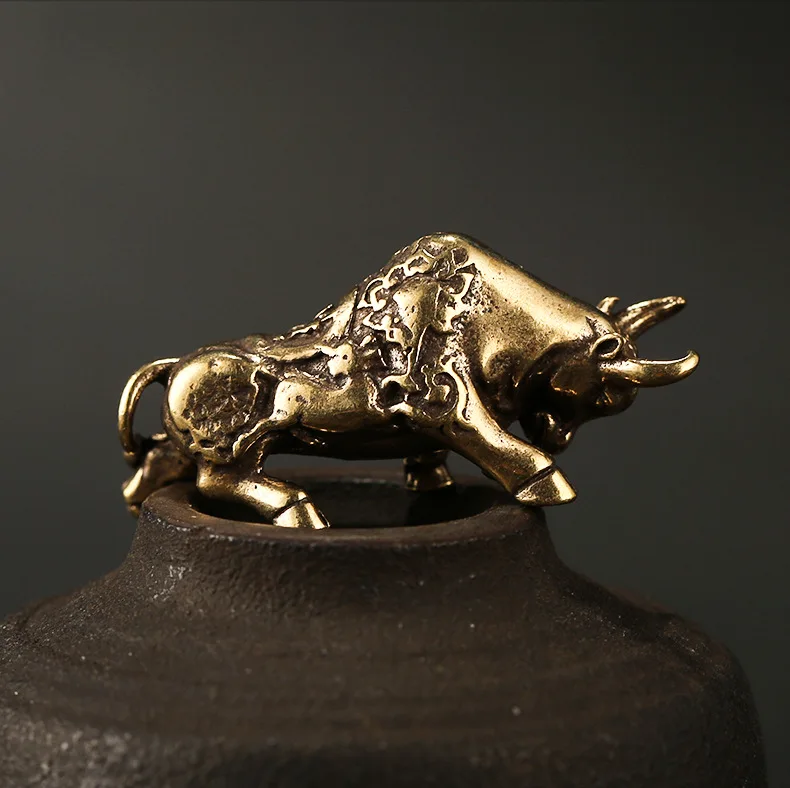 Vintage Brass Wealthy cattle bull DIY Keychain ring Pendant ornament Miniature Fitting Accessories a0282 | Дом и сад
