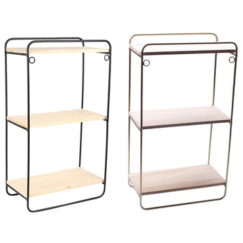 

AU -2 Pcs Wall Pendant Decorative Iron Shelf Wall Shelf Home Organization and Storage Room Organizer,Black & Gold