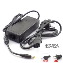 DC 12V 5A переключатель питания адаптер Трансформатор 110 V-240 V для камера видеонаблюдения Светодиодная лента lighttrgb 5050 EU/US Plug