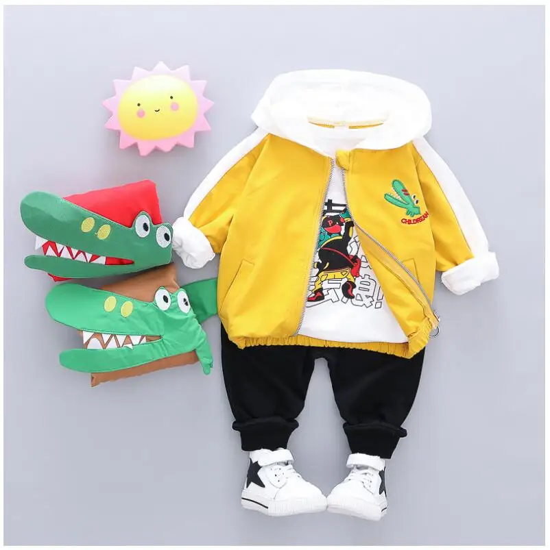 Autumn Toddler Boys Clothes Suits Baby Kids Clothing Set Hooded Coat Cartoon t Shirt Pants Sets Infant Children Costume