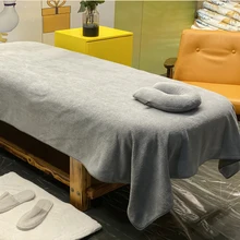 Drap de lit de Salon de beauté, drap doux de Massage, couverture de Table de Spa avec trou et oreiller couché 120x220cm(47x86.6 pouces)