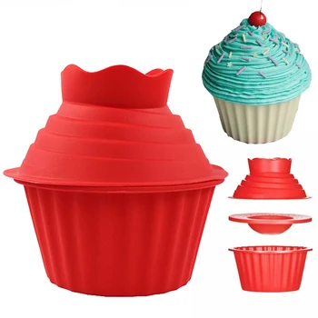 

3Pcs/Set Silicone Mould Big Top Cupcake Mold Giant Non-Stick Heat Resistant Cake Fondant Mold DIY Cake Decorating Baking tools