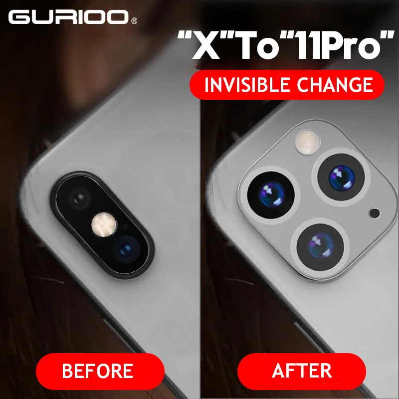 Для iPhone X XR XS Max Seconds замена на 11 Pro 3D металлический чехол стекло для линзы камеры