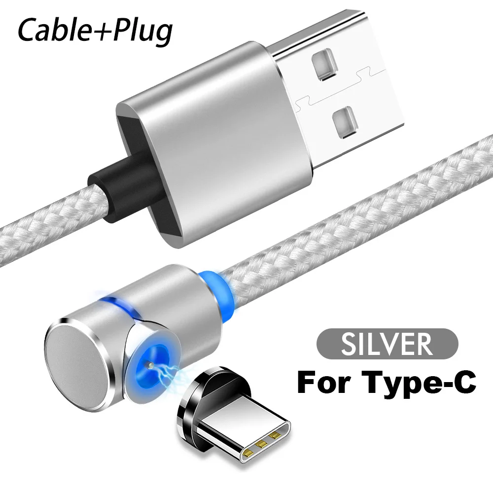 1 м 2 м Магнитный кабель Micro usb type C адаптер зарядное устройство быстрый зарядный кабель для samsung A30 A50 зарядный магнит Android шнур для телефона - Цвет: For Type C Silver