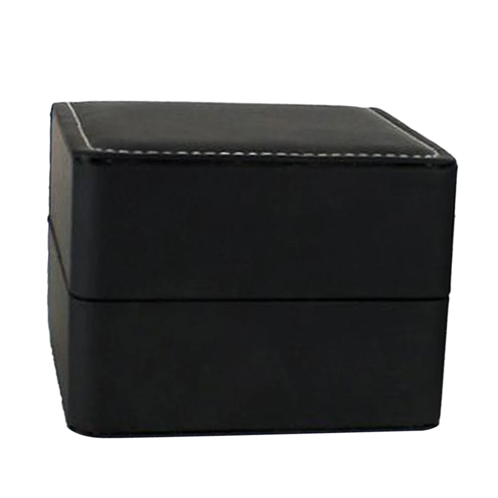 Square 10x10x7cm Black PU Leather Wristwatch Storage Box Gift Jewelry Case
