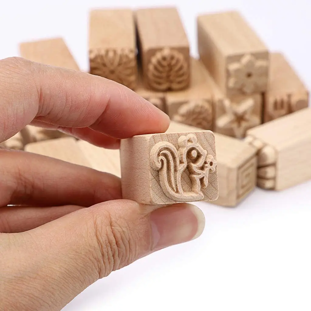 Set of 16 Clay Modeling Pattern Stamp Kit, Wooden Clay Pottery Stamps  Pottery Tool Wood Block Stamp, Clay Rolling Pin Textured - AliExpress