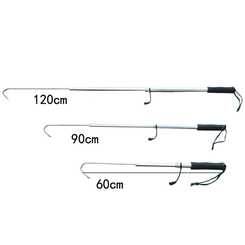 Ice Fishing Rod Spear Hook Tools Telescopic Retractable Fish Gaff Stainless Steel Portable Fishing Grip Tackle 60cm
