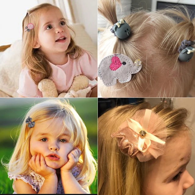 Juego de pinzas para el pelo para niña, accesorios para el cabello con lazo  de flores