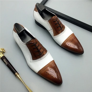 

Men Pu Leather Shoes Lace Up Casual Shoes Dress Shoes Brogue Shoes Spring Ankle Boots Vintage Classic Male Casual F383