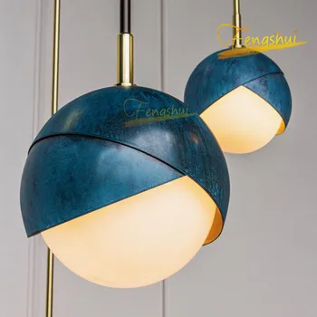 

Modern LED Wrought Iron Glass Ball Pendant Lamp Lighting Nordic Minimalist Art Pendant Lights Attic Restaurant Hanging Lamps
