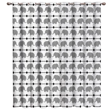 

Elephant Theme Room Curtains Large Window Window Curtains Dark Curtain Lights Living Room Bathroom Outdoor Indoor Decor Window