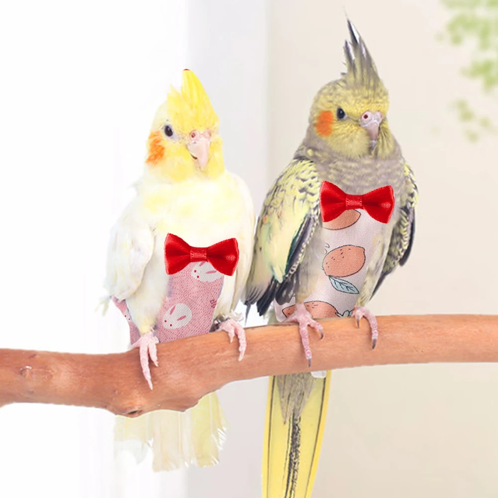 Pet Bird Diaper Parrot Diaper with Bowtie Cute Colorful Fruit Floral Cockatiel Pigeons Small Medium Large Pet Birds Flight Suit Clothes Washable bird diaper pet bird diaper