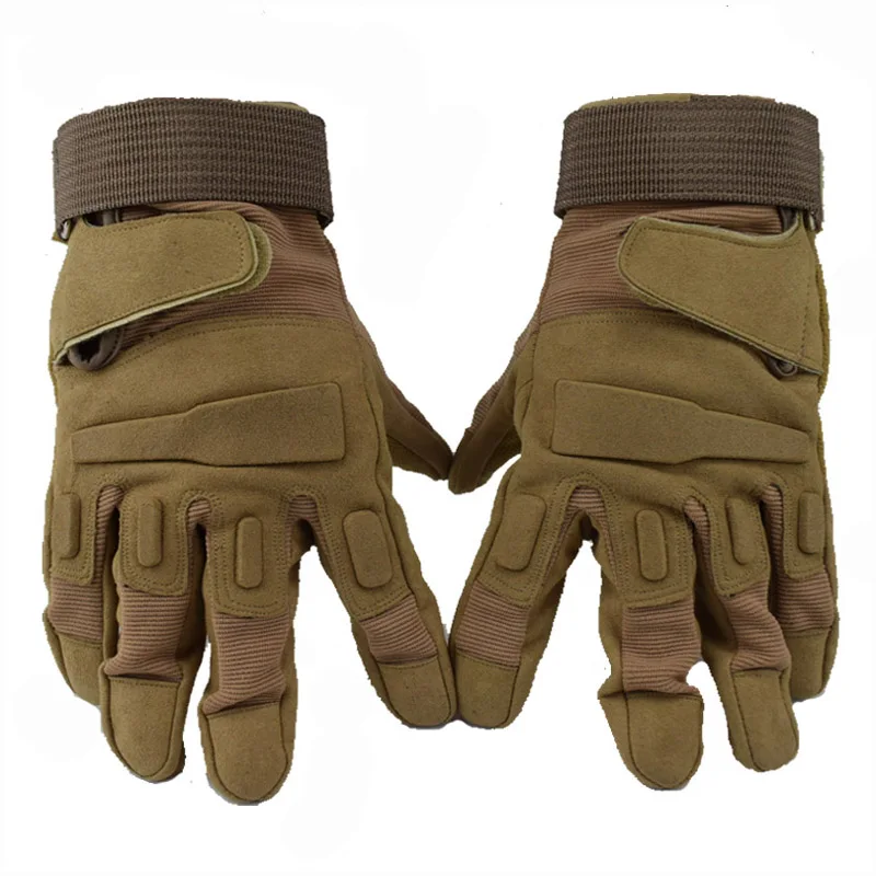 Высококачественные военные тактические перчатки с жесткими костяшками пальцев, мужские спортивные перчатки на полный палец, охота, рыбалка, стрельба, перчатки для пешего туризма - Цвет: TAN