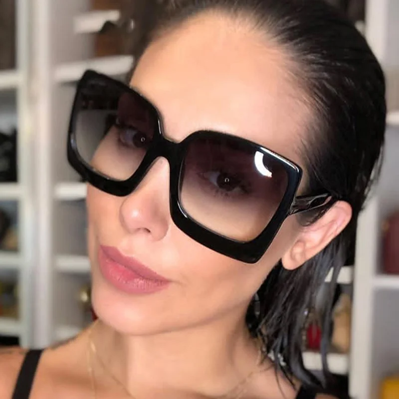 

Oversized Retro Sunglasses Woman Big Frame Sun Glasses Vintage Mirror Lens Luxury Design Lady Gradient Shade Female Fashion Sol