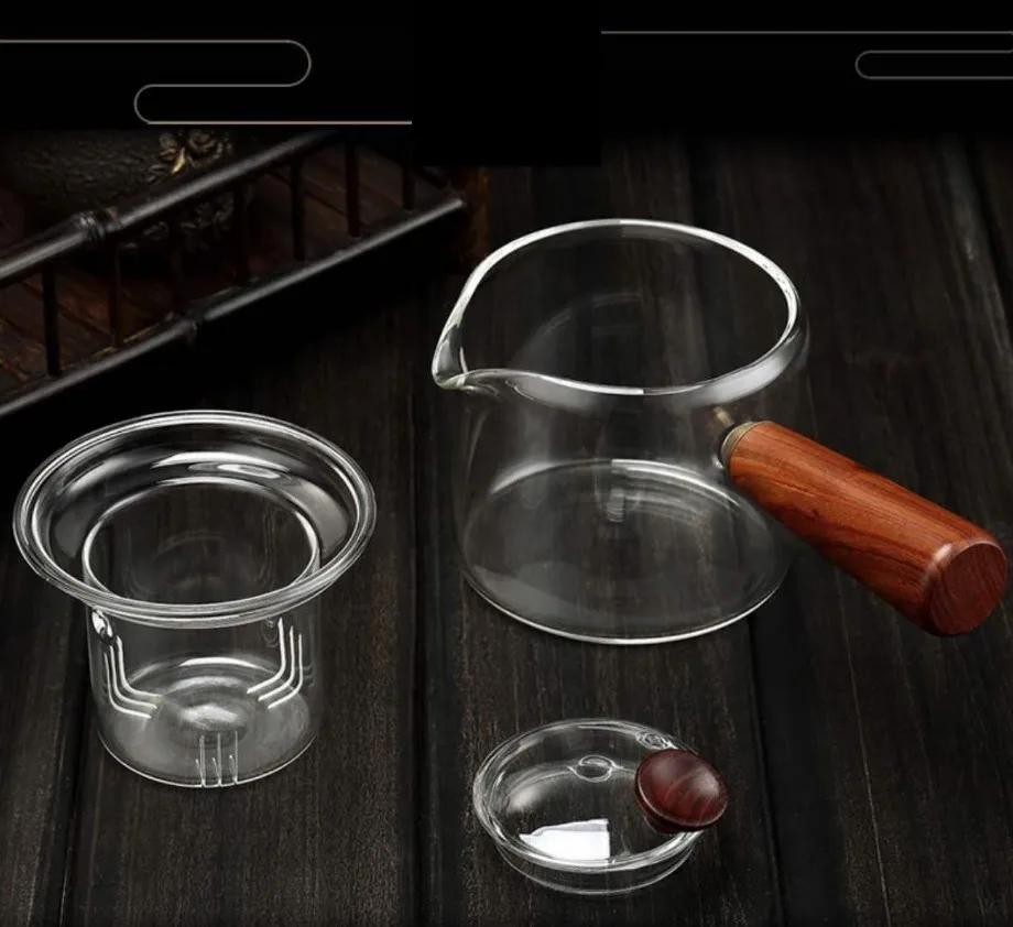 

Side Boil Teapot Wood To Transparent Boiling Water Boiled Tea Kung Fu Tea Set Electric Ceramic Stove Cook Dual-use Glass Teapot