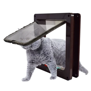 

Pet Door 4 Way Lockable Cat Door Security Flap Door ABS S/M/L Plastic Animal Small Pets Puppy Cats Dogs Gate Door Pet Supplies