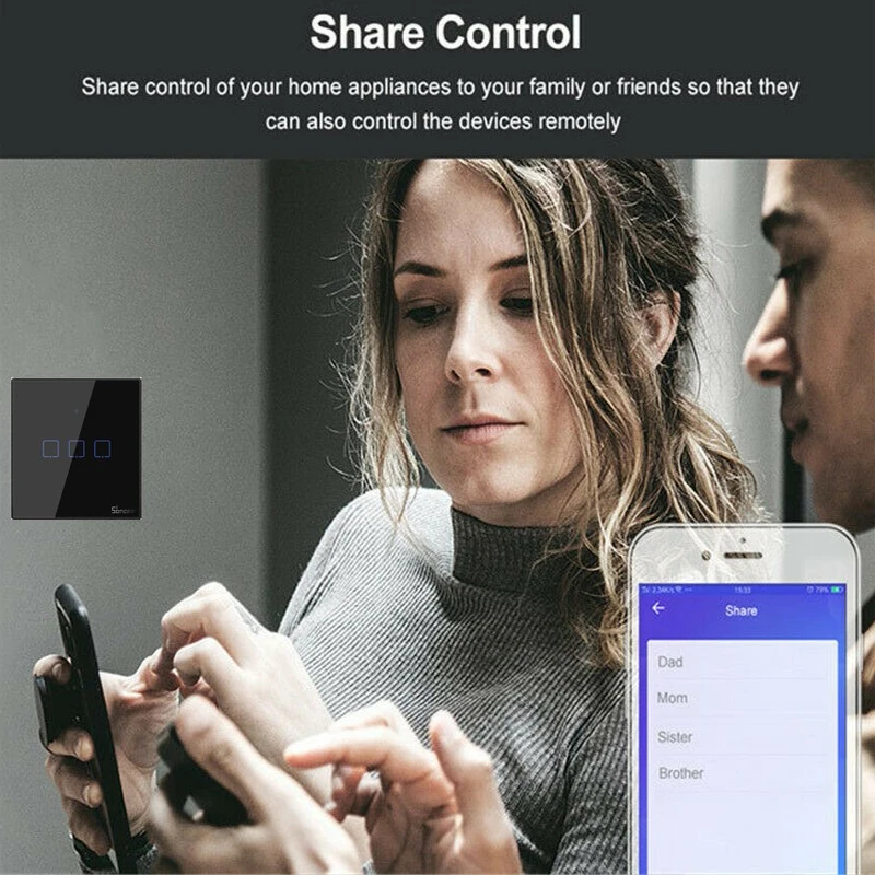 SONOFF T3EU TX Smart WiFi настенный сенсорный выключатель с рамкой для умного дома Автоматизация 433 RF/Voice/APP/Touch control