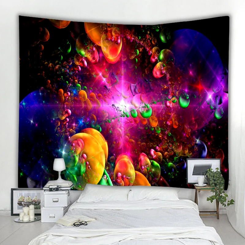 

Colorful stacked shadow circles customized mural tapestry color twisted waves line art mattress carpet living decorations