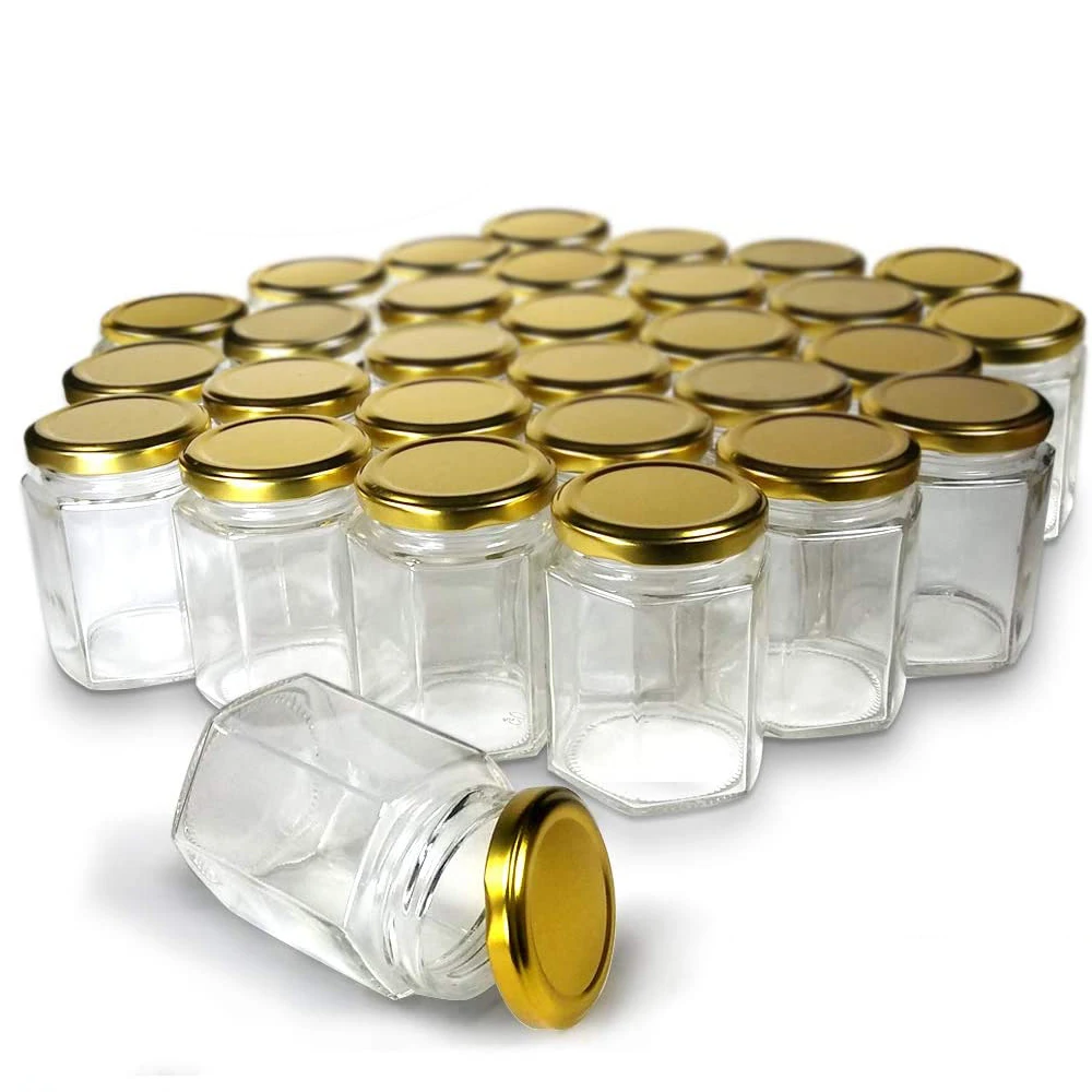 Hexagon Glass Jars Premium Foodgrade. Mini Jars With Lids For Gifts