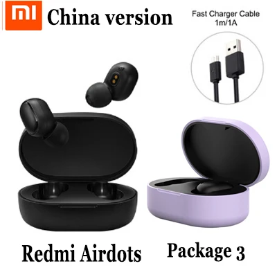 Оригинальные наушники Xiaomi Redmi Airdots Bluetooth 5,0, TWS, настоящие Беспроводные наушники с управлением ии, наушники с микрофоном - Цвет: CN add Case style 3