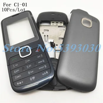 

10Pcs/Lot Top Quality New Full Housing Case Cover For Nokia C1-01 Battery Cover Housing case With English Keyboard