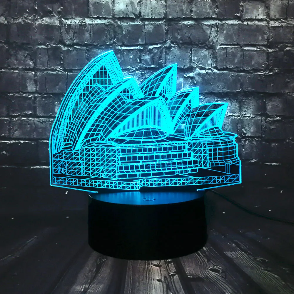 New Sydney Opera House 3D USB LED Lamp 7 Colorful Change Mood Building Design Creative Souvenir toy Home Decoration Gadget Bulb | Лампы и