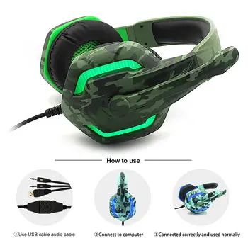 

Professional Noise Reduction LED Luminous Wired Stereo Gaming Headset Headphone for PC Computer Gamer Laptop PS4 with Mic