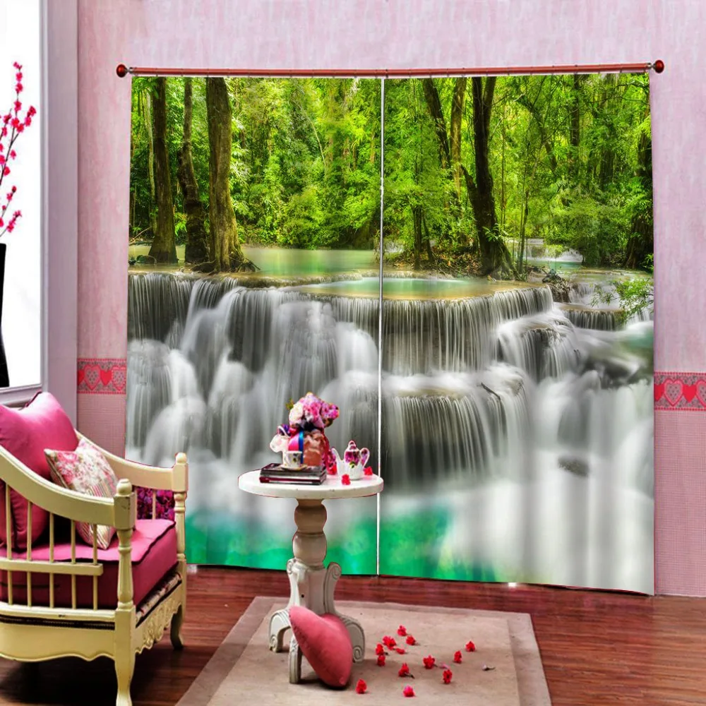 Nature scenery landscape curtains green curtain 3D Curtain Luxury Blackout Window Curtain Living Room blackout curtains