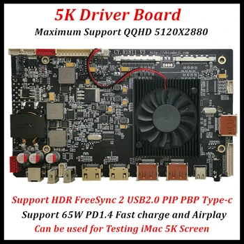 

DIY 5K universal HD driver board Type-c HDR Freesync EDP VBO 4K 144Hz DP1.4 LCD driver board for LM270QQ1 A1419 5K screen Tester
