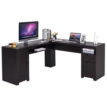 

L-Shaped Writing Study Workstation Computer Desk HW63111+