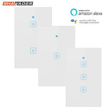 

Wifi Smart Light Switch Touch Glass Panel US Rectangle Wireless Electrical App Remote Voice Control work for Alexa Google Home