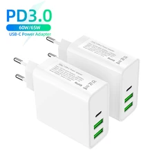 60 Вт/65 Вт USB зарядное устройство для телефона 1 порт PD3.0 QC3.0 зарядное устройство для MacBook Pro/Воздушный iPad Pro 2 порта USB адаптер питания для S8/S10 iPhone 11pro