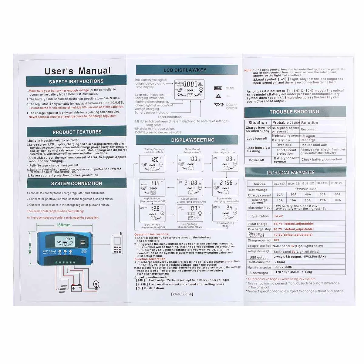 Controlador de Carga 100a 12v 24v Mppt Controladores Solares Solar Automático Display Lcd Dupla Usb 5v Saída 30 - 40 50 60 High Quality Renovação da Casa