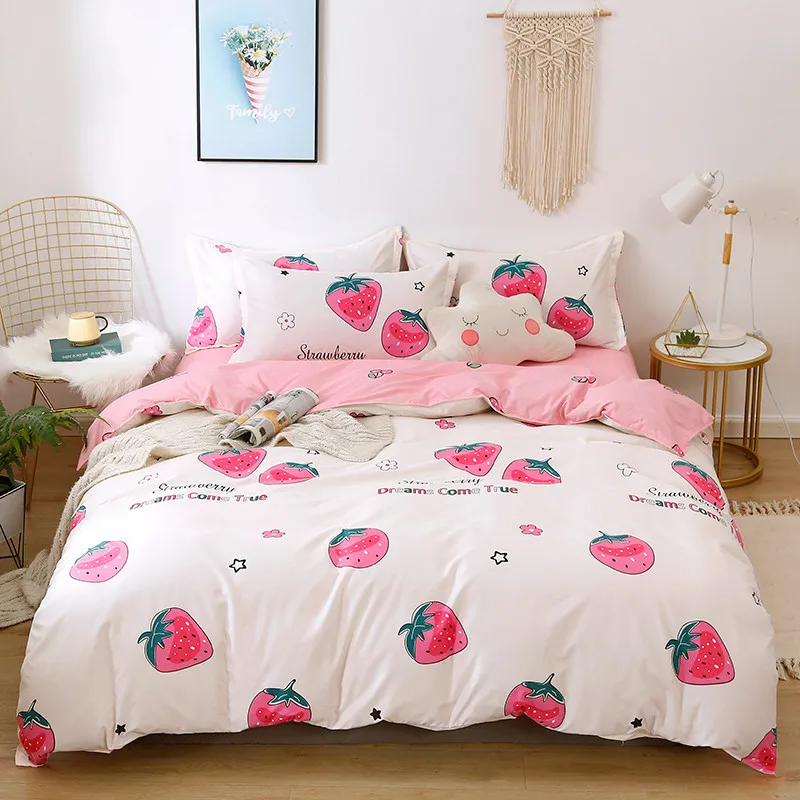 Solstice Home Textile King Queen Twin 3/4Pcs Bedding Suit Pink Heart Girl Kid Teenage Bed Linen Set Duvet Cover Pillowcase Sheet | Дом и сад